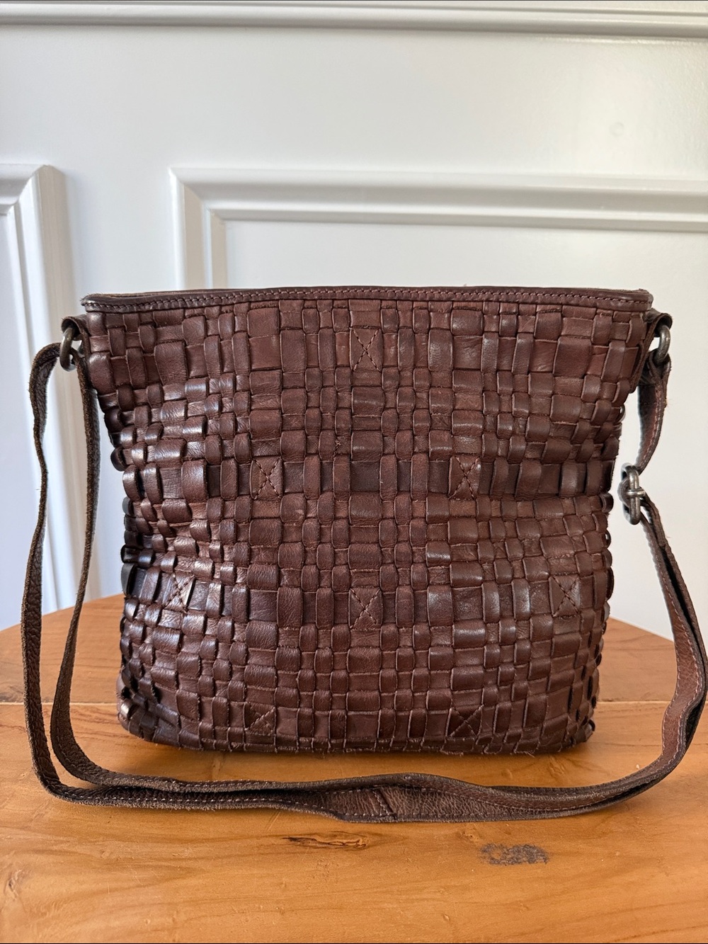 Vilenca Holland Brown Woven Leather Crossbody Bah Artisan Boho Shoulder Purse